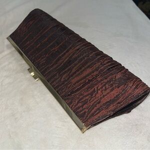 Brown Evening Clutch Purse‎ Loreal Professional Womens Bag Satin Vintage u